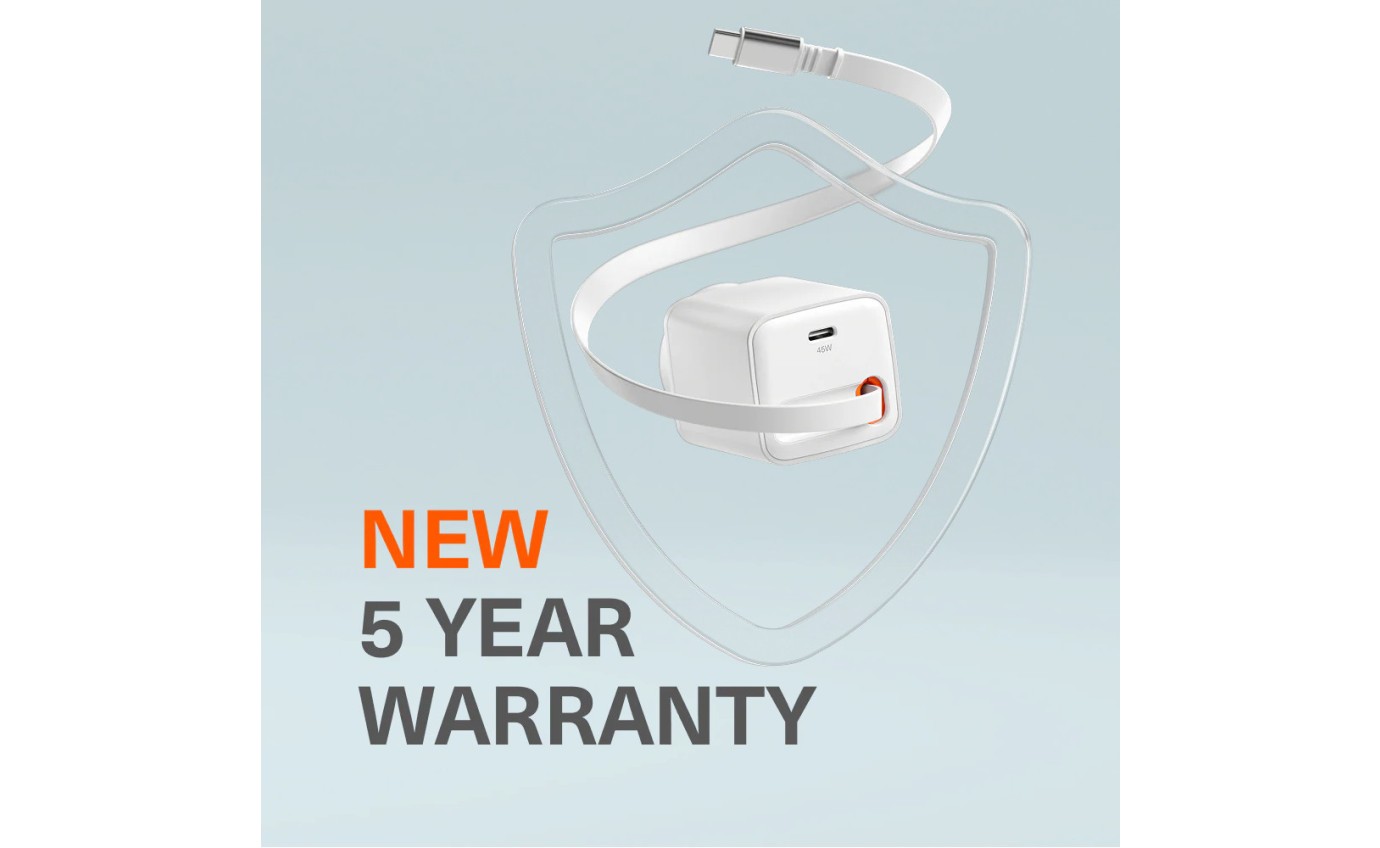 Cygnett PowerPlus 45W USB-C GaN Wall Charger with Retractable Cable 11901359194