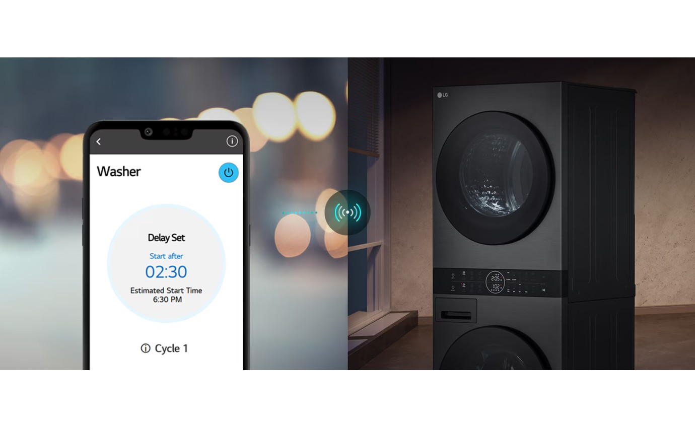 LG 12/10kg WashTower&trade; Stacked Washer Dryer (Black) WWT1210BX