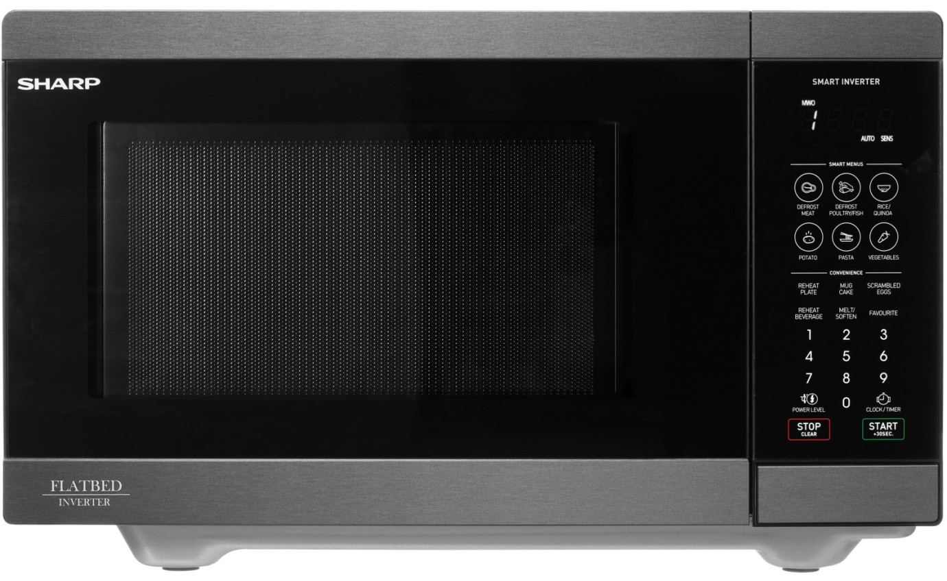 Sharp 26L Flatbed Microwave Oven (Black Stainless Steel) SM267FHBS