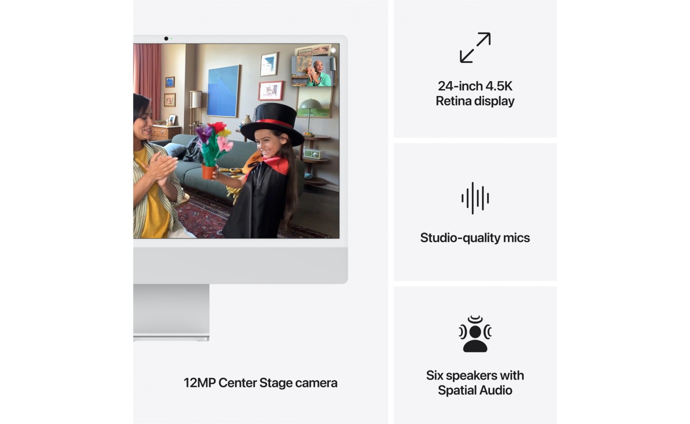 Apple iMac 24 inch Retina 4.5K M4 Chip 8-Core CPU 8-Core GPU 16GB RAM 256GB (Silver) MWUC3XA