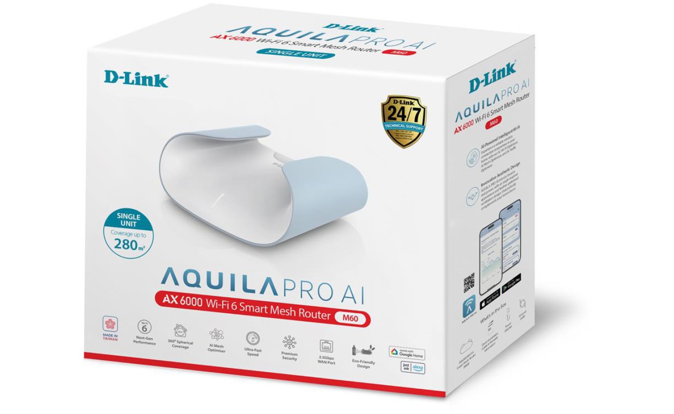 D-Link Aquila Pro AI AX6000 Wi-Fi 6 Smart Mesh Router M60