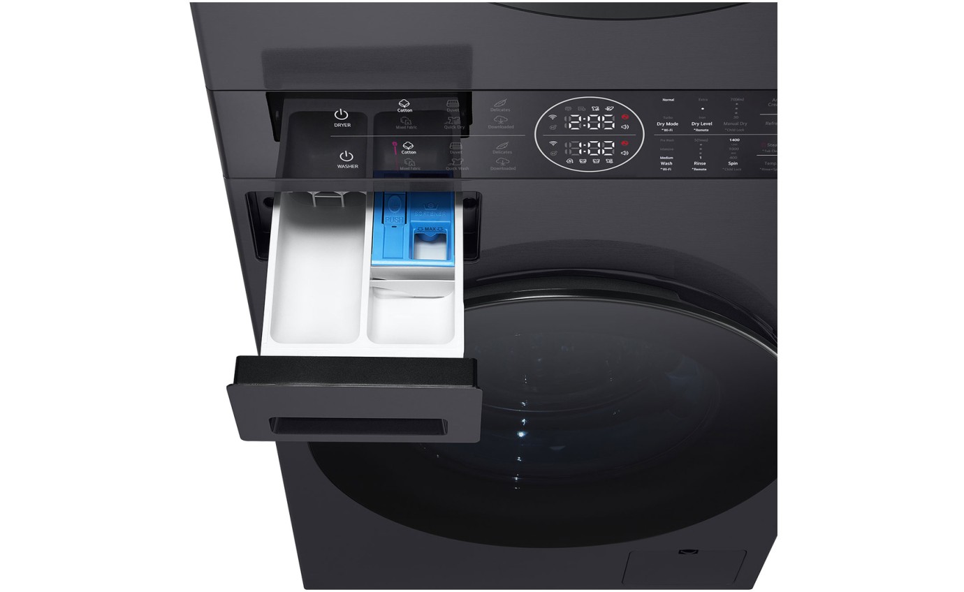 LG 12/10kg WashTower&trade; Stacked Washer Dryer (Black) WWT1210BX