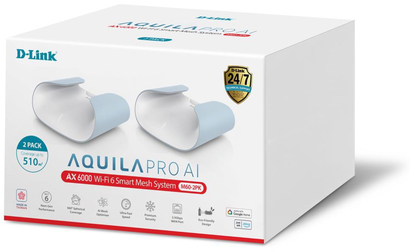 D-Link Aquila Pro AI AX6000 Wi-Fi 6 Smart Mesh Router (3 Pack) M603PK