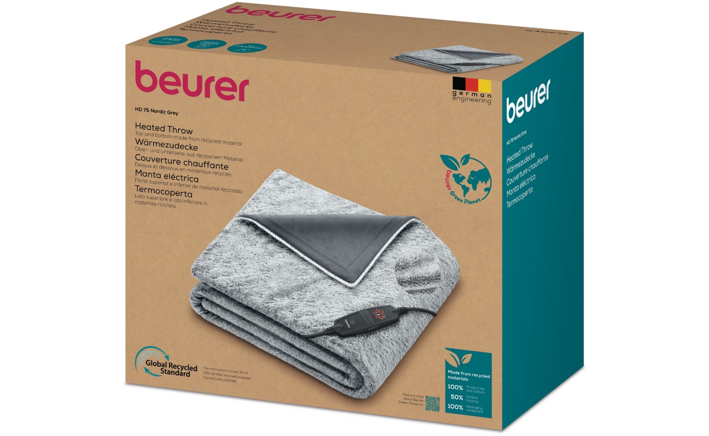 Beurer Super Cosy Heated Throw (Charcoal Grey) HD75NGP
