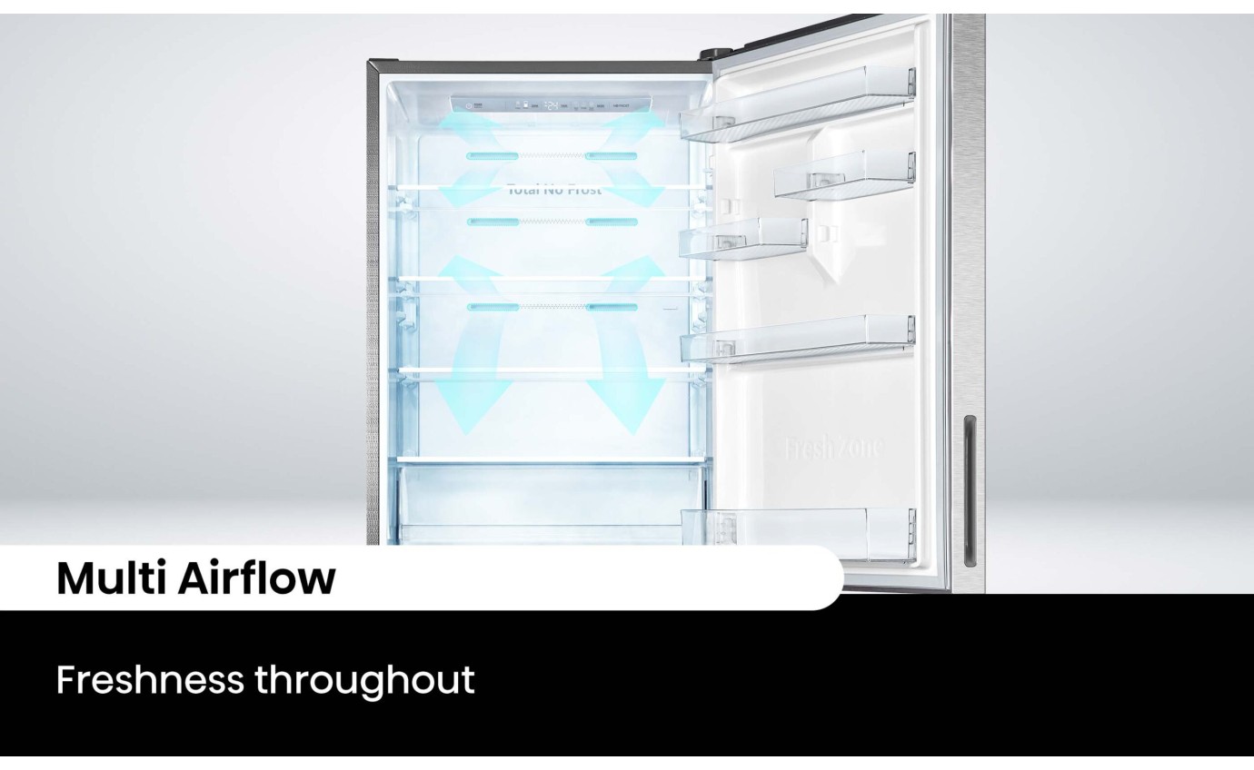 Hisense 417L PureFlat Bottom Mount Fridge (Stainless Steel) HRBM418S