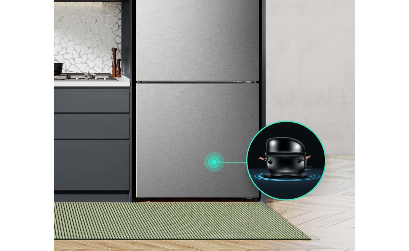 Hisense 417L PureFlat Bottom Mount Fridge (Stainless Steel) HRBM418S