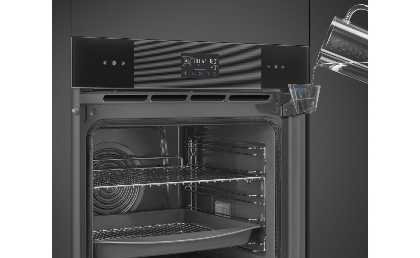 Smeg 60cm Linea Galileo Pyrolytic Oven with Added Steam - Midnight Black SOPA6102S2PB3