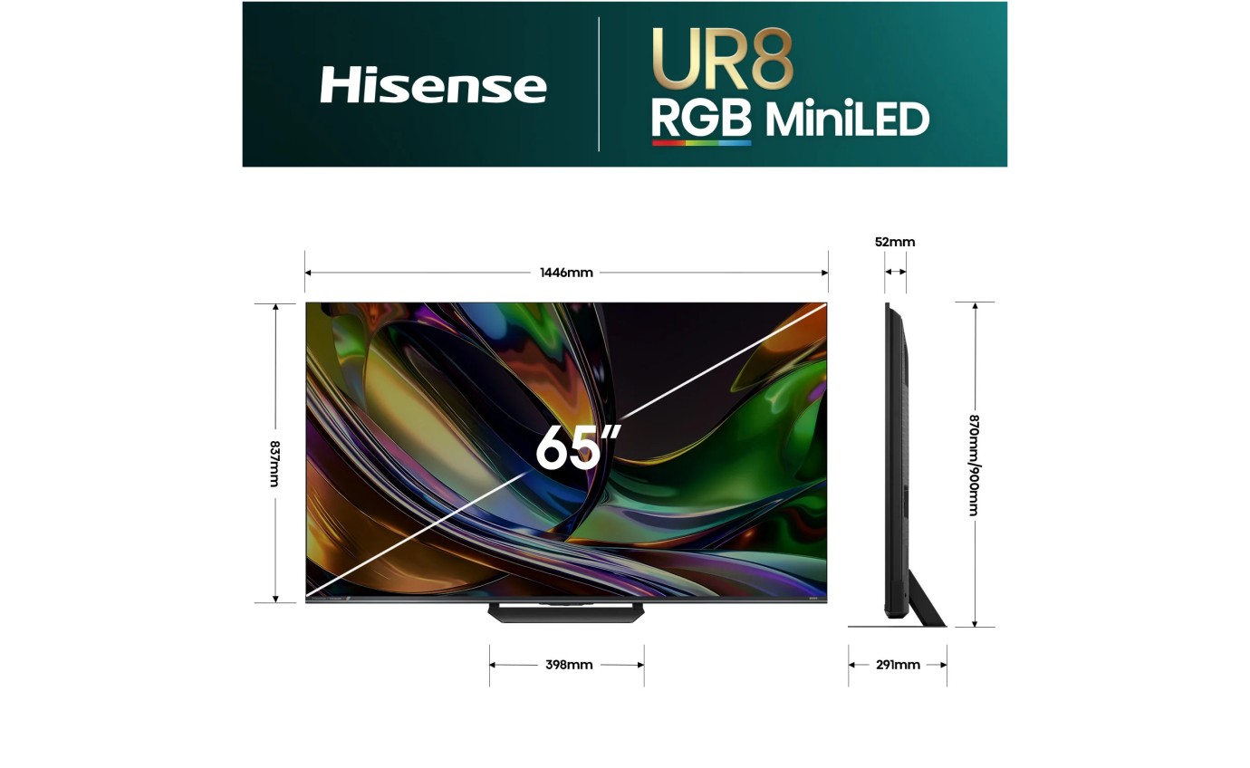 Hisense 65 inch UR8S RGB Mini LED 4K Smart AI TV 65UR8SAU