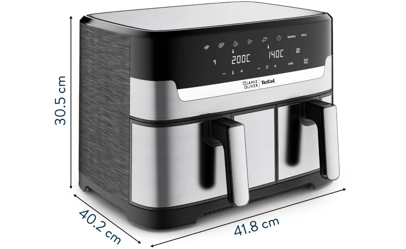 Tefal Jamie Oliver Dual Easy Fry Air Fryer 8.3L EY905J