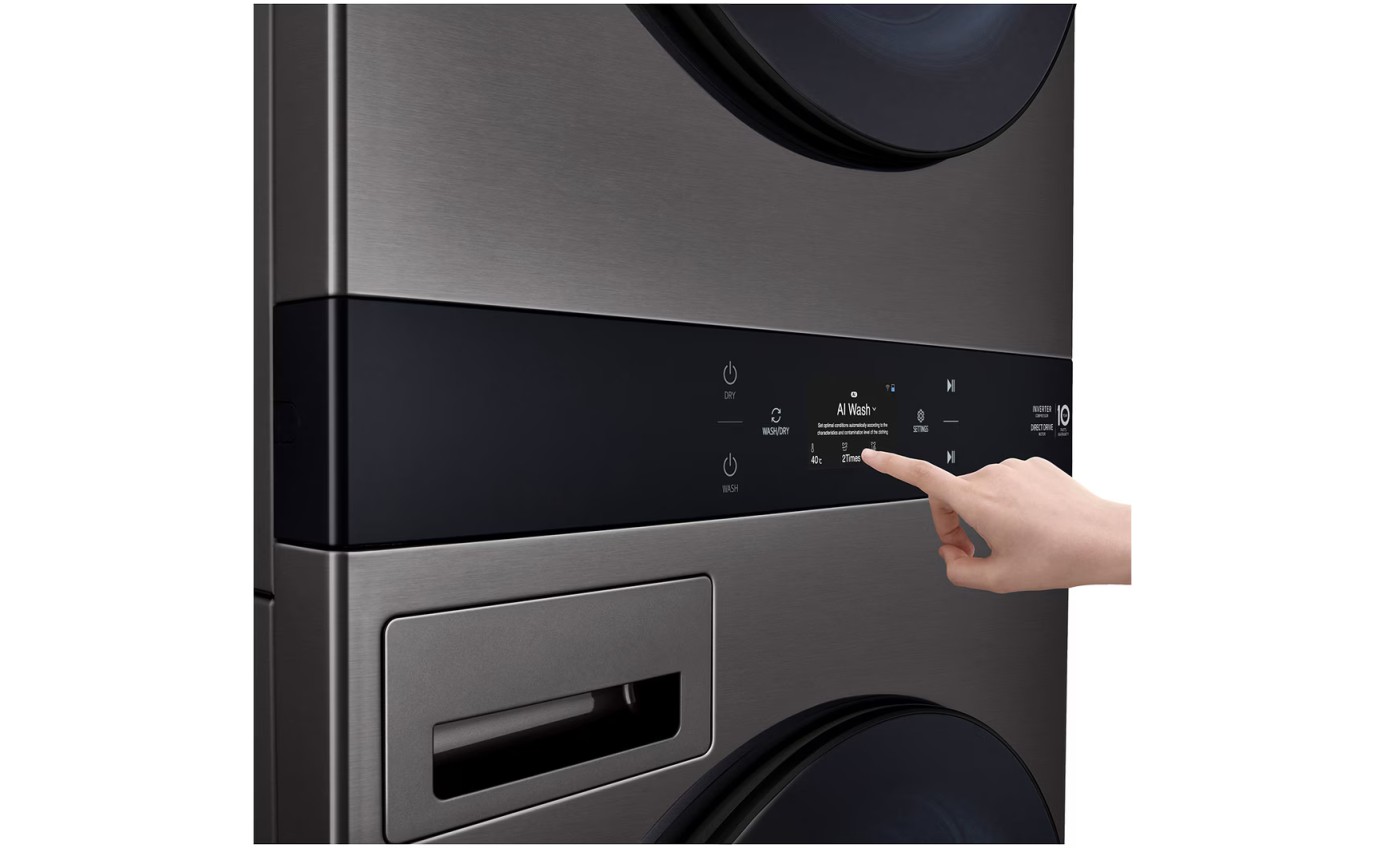 LG 19/10kg WashTower&trade; Stacked Washer Dryer (Black) WWT1910BX