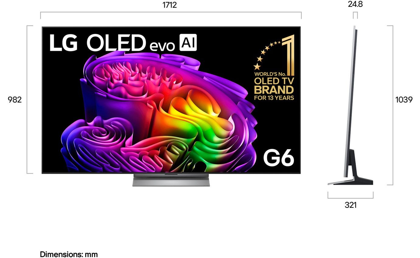 LG 77 inch G6 OLED evo AI 4K Smart TV OLED77G6PSB