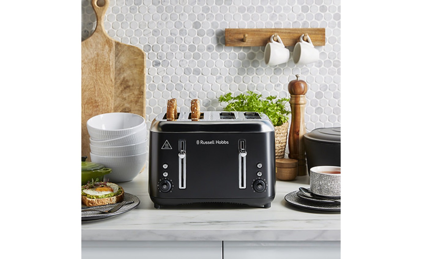 Russell Hobbs Addison 4 Slice Toaster (Matte Black) RHT514BLK