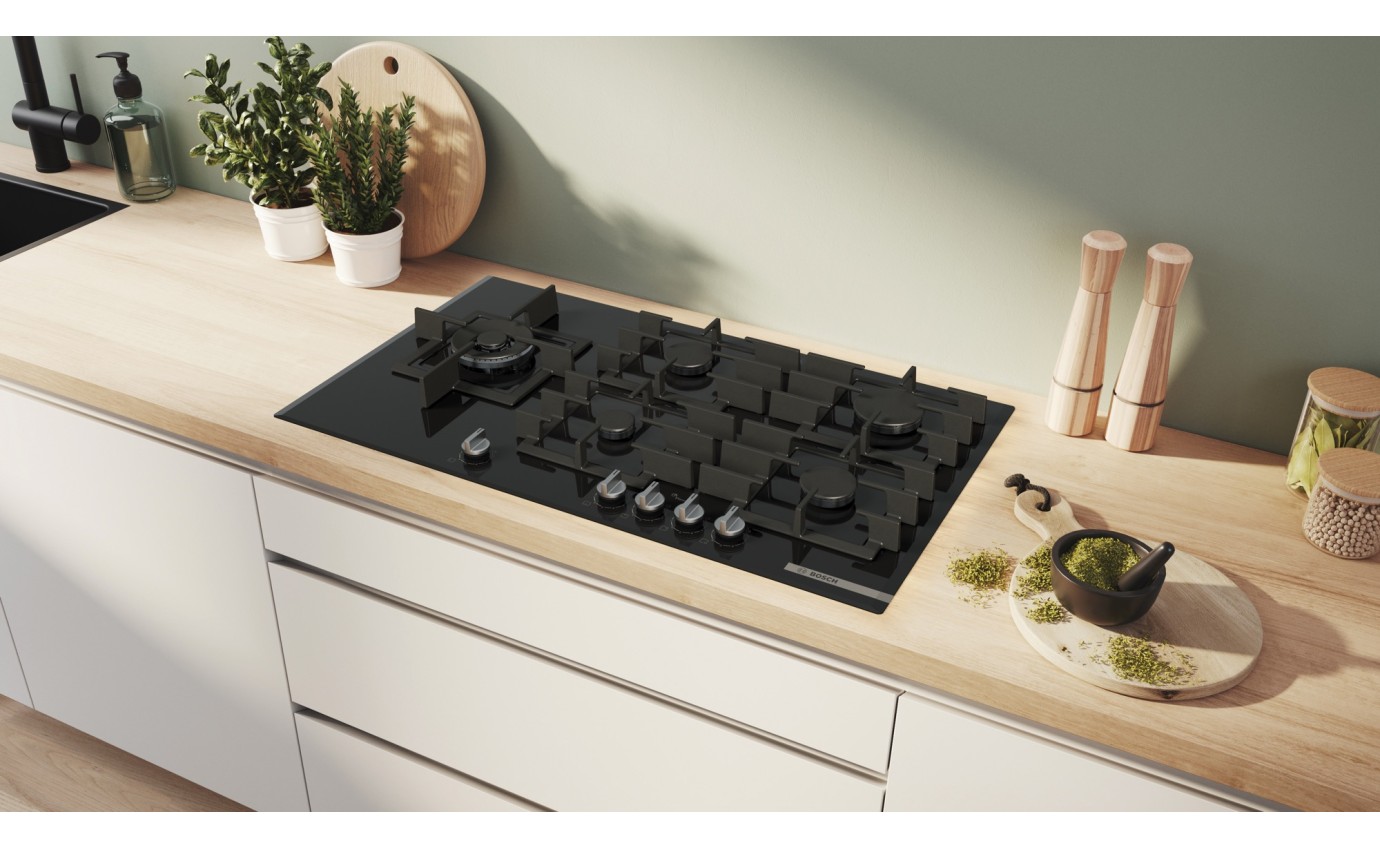 Bosch 90cm Gas on Glass Cooktop PPM9A6I40A