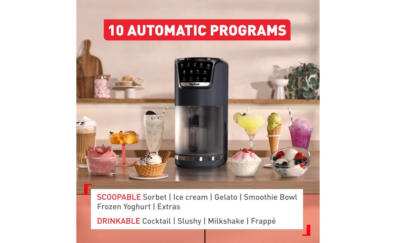 Tefal Dolci Black Knight Ice Cream Maker with Bonus Nesquik Tins NQ32IG6048