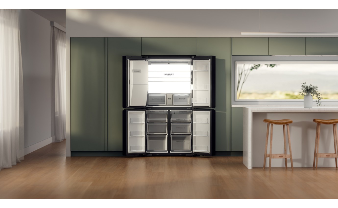 Haier 601L 600 Series Quad Door Refrigerator Freezer (Black) HRF680YZC