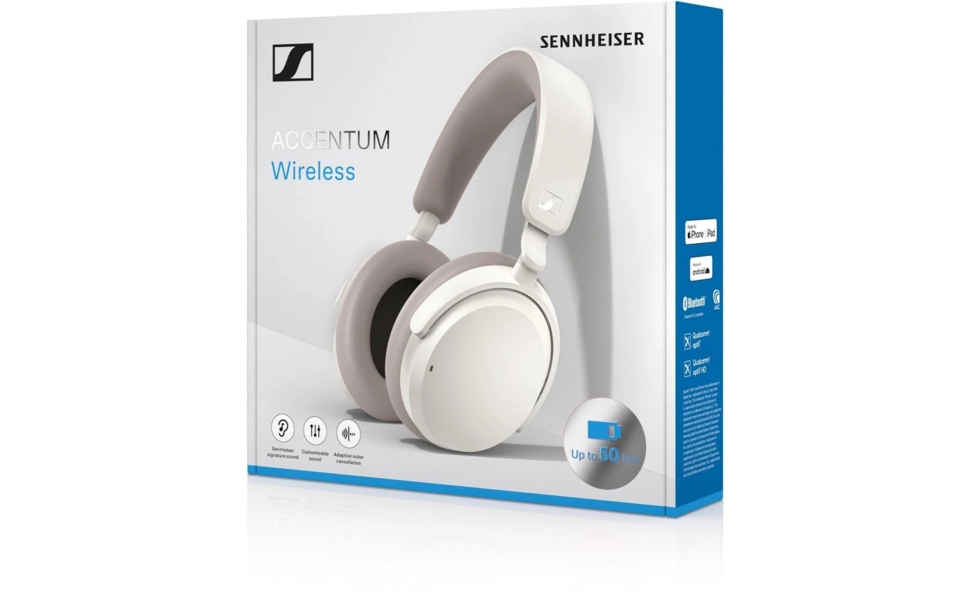 Sennheiser Accentum Wireless Noise Cancelling Over-Ear Headphones (White) 11901351337