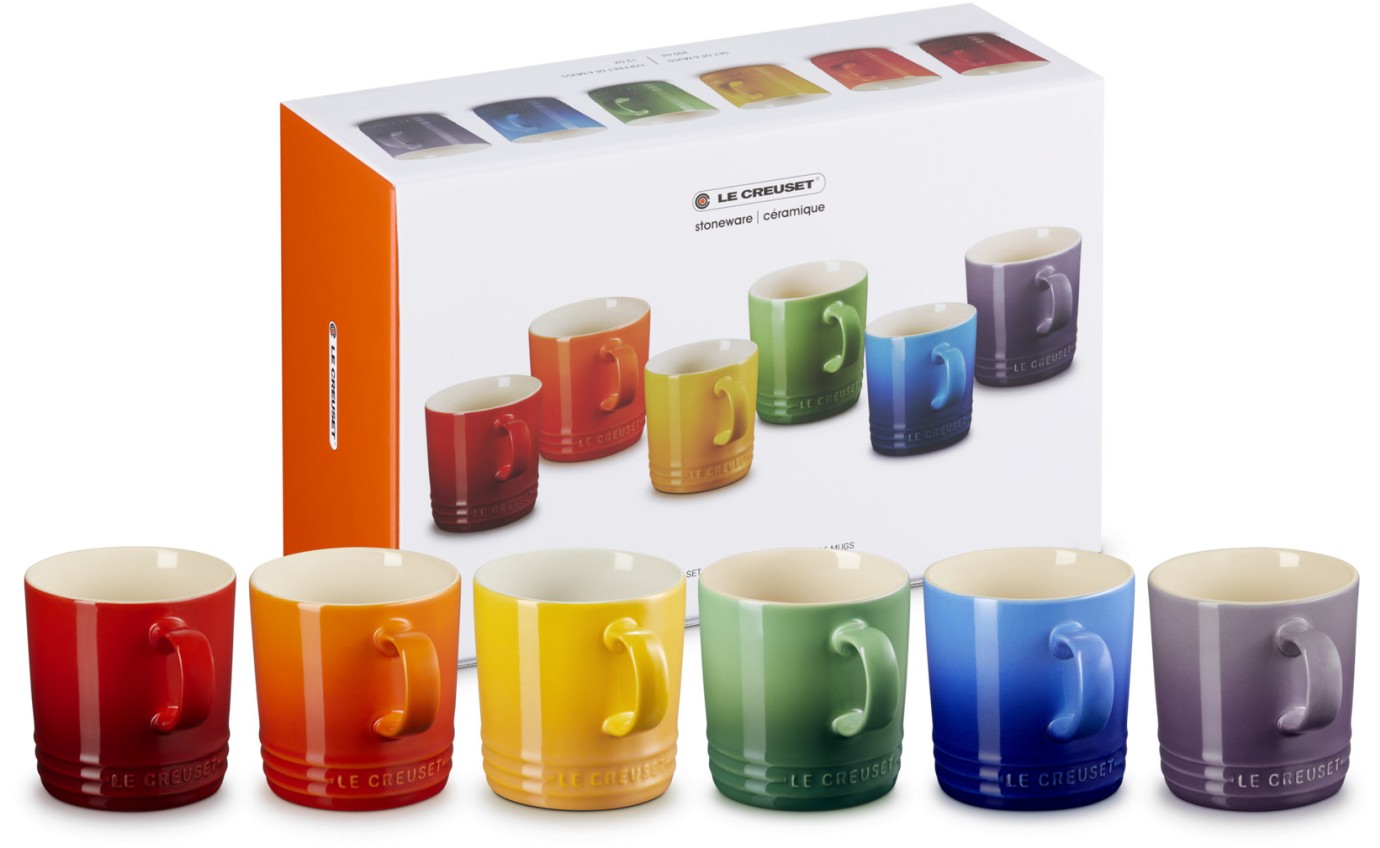 Le Creuset Stoneware Set of 6 Coffee Mugs (Rainbow) 79114355219030