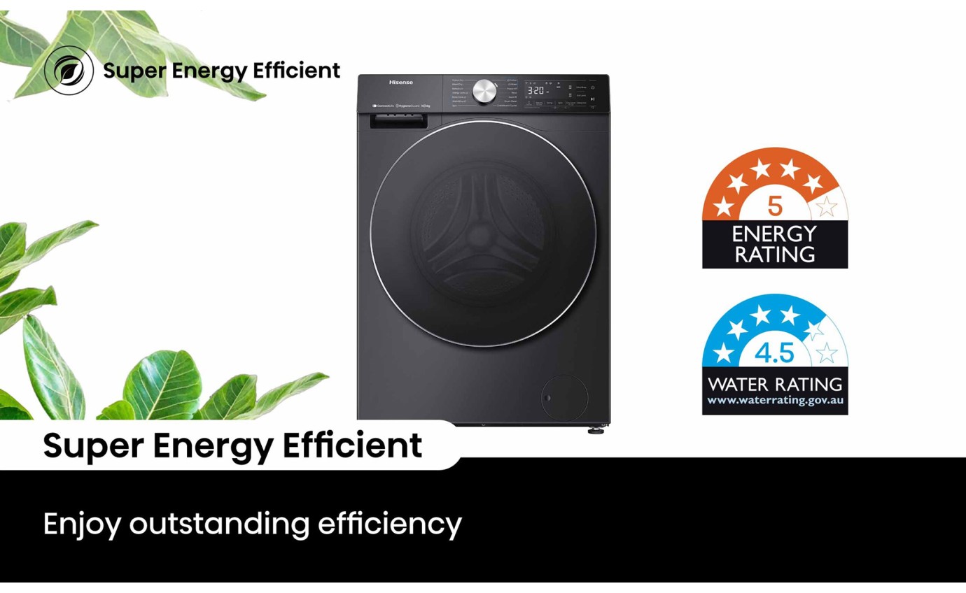 Hisense 10kg/6kg Series 7 Front Load Washer Dryer Combo (Charcoal Black) HCF7S1014B