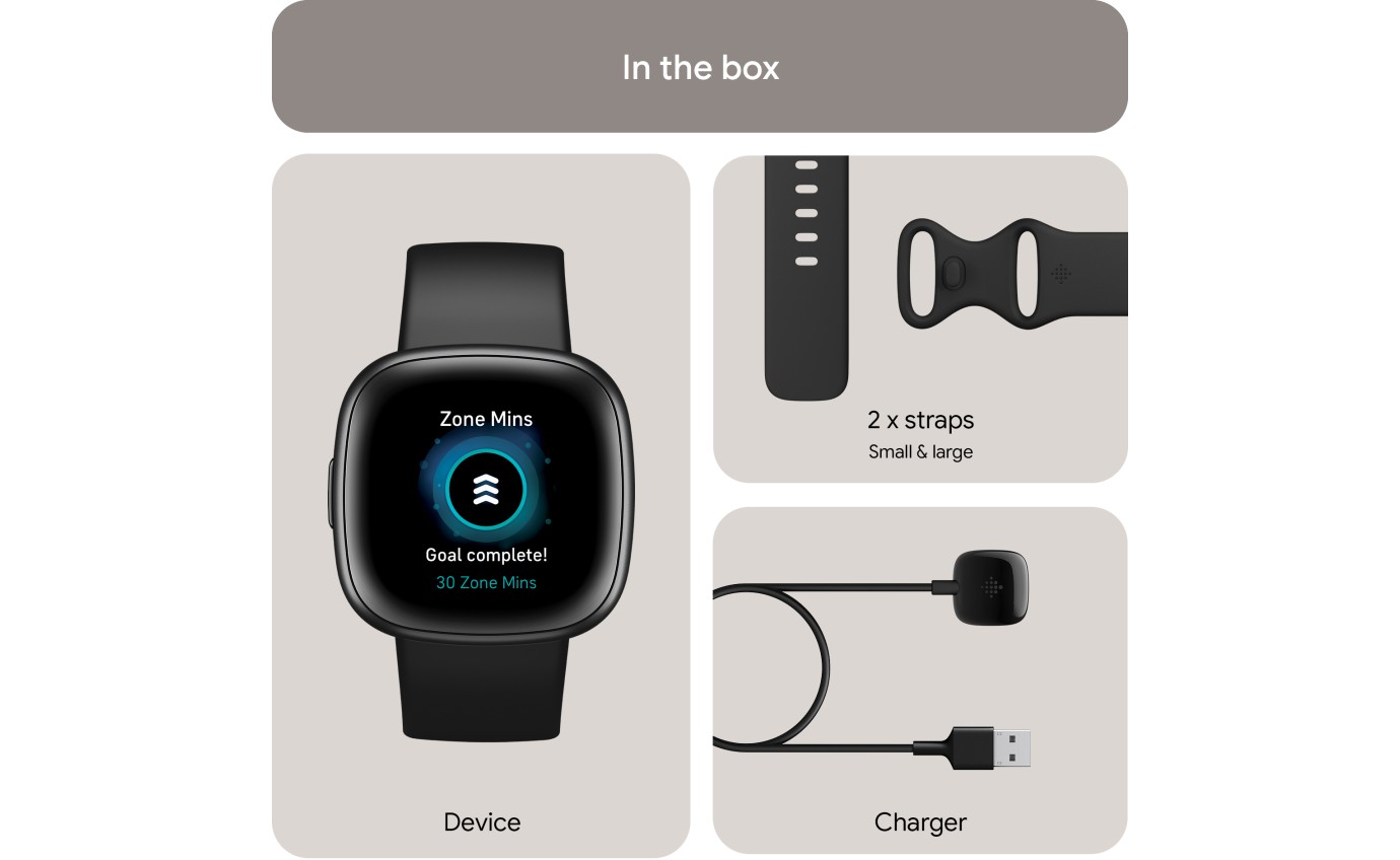 Fitbit Versa 4 Smartwatch (Black/Graphite) FB523BKBKFRCJK