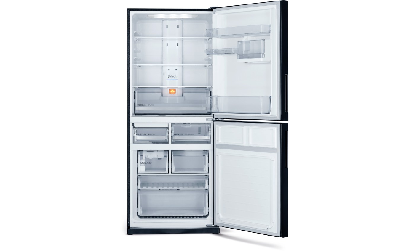 Mitsubishi 421L Bottom Mount Fridge &ndash; Brilliant Black MRHS421EXGBKA