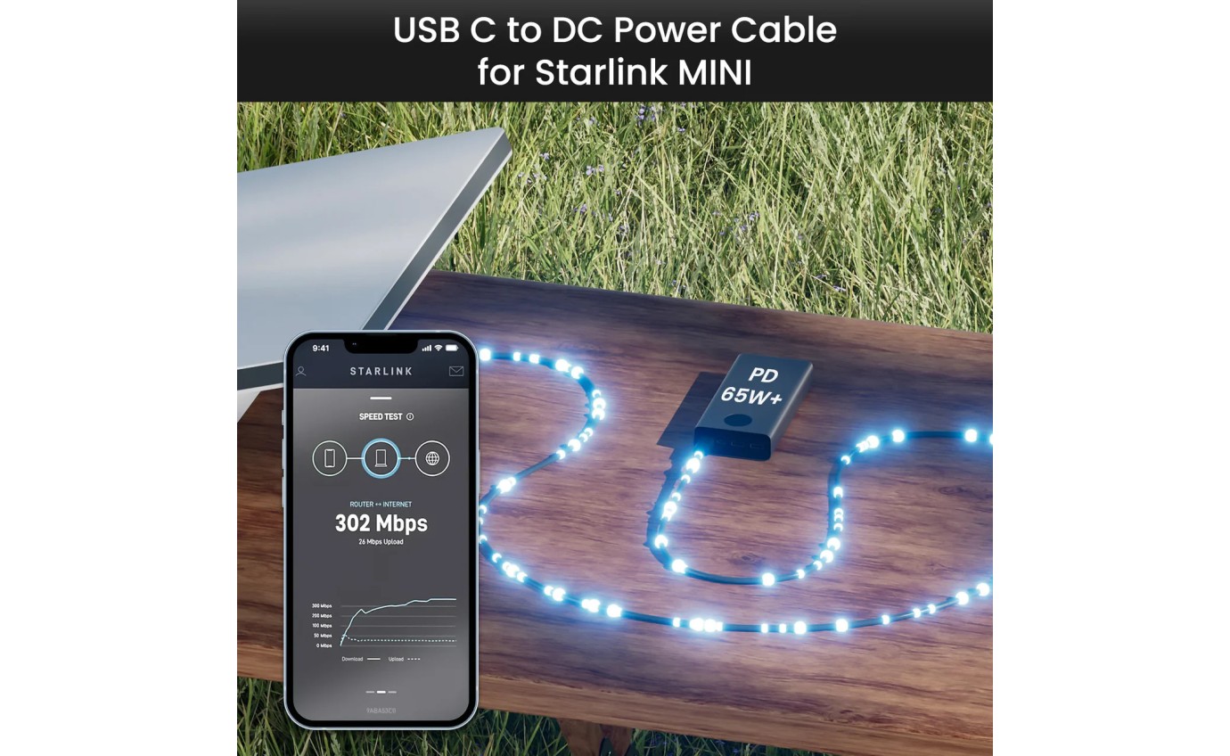 Stargear Mini 100W USB-C to DC Power Cable for Starlink Mini (2m) SGM020UCDC