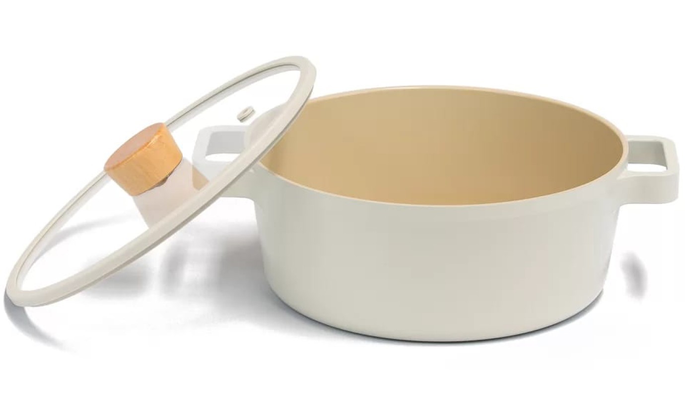 Neoflam Fika 22cm Induction Stockpot with Silicon Rim Glass Lid EKFGC22