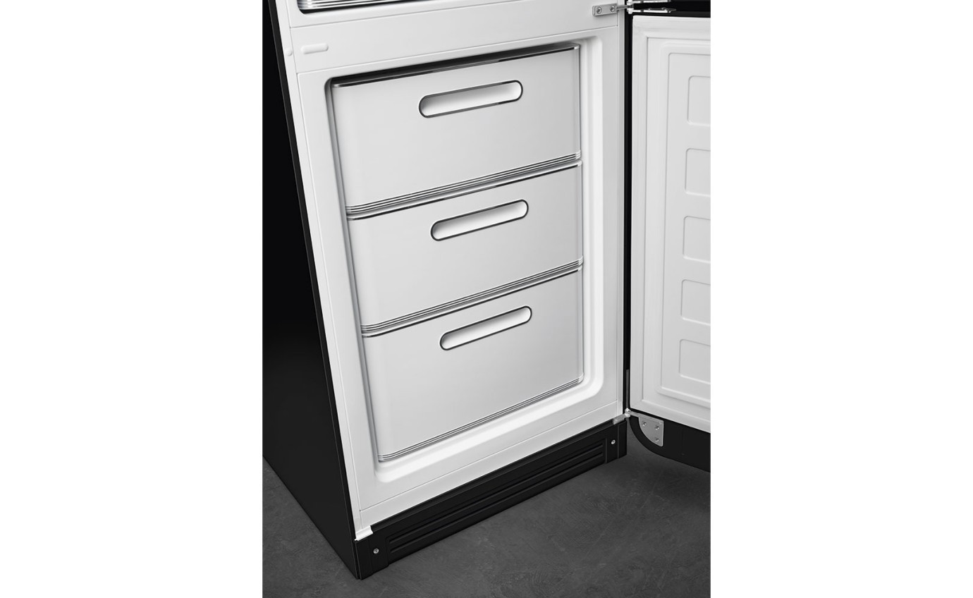 Smeg 331L 50s Style Retro Bottom Mount Fridge (Black) FAB32RBL5AU