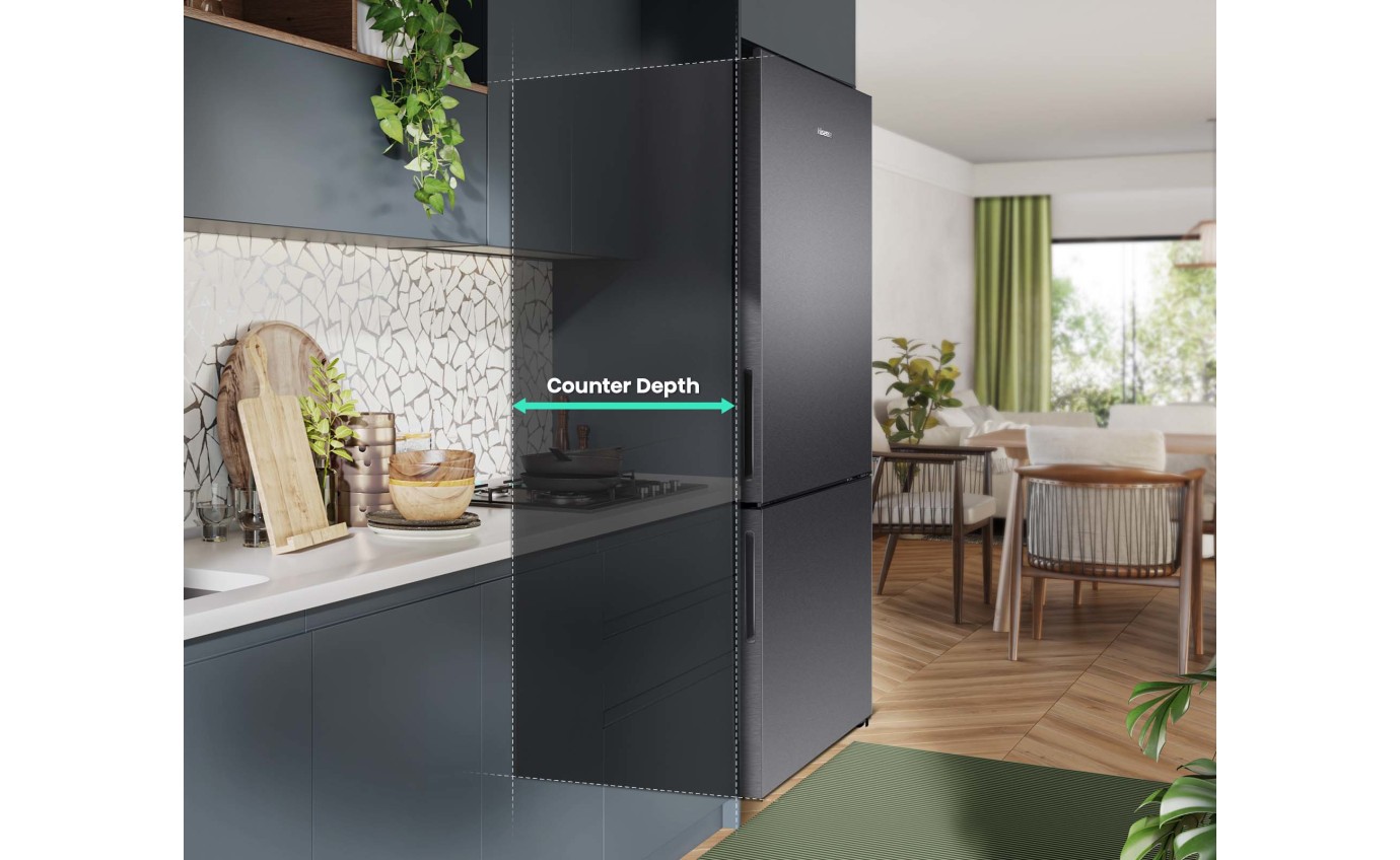 Hisense 417L PureFlat Eco Vision Bottom Mount Fridge (Black Steel) HRBM418E