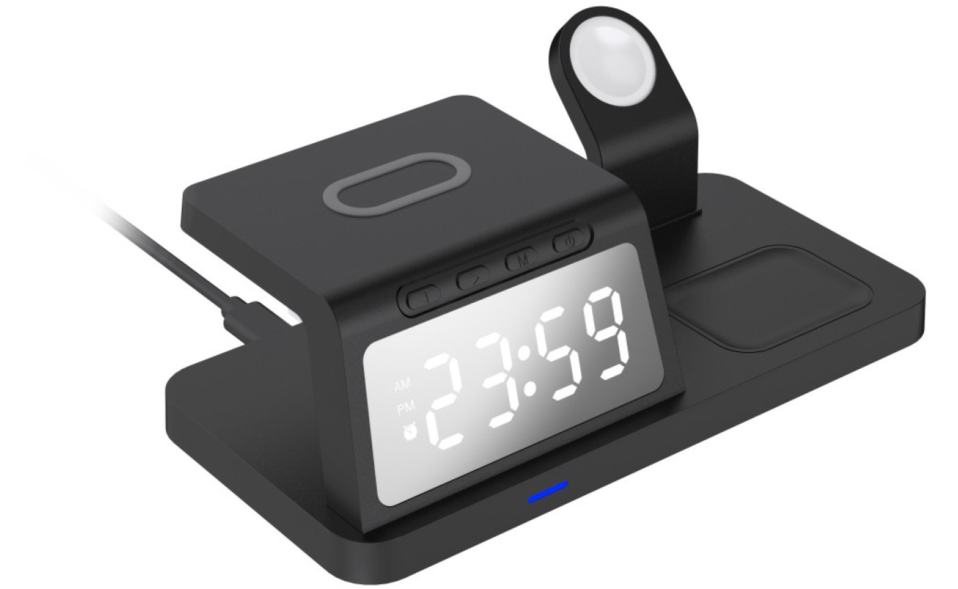 Laser 3-in-1 Wireless Charging Station with Alarm Clock (Black) WLC3IN1A098