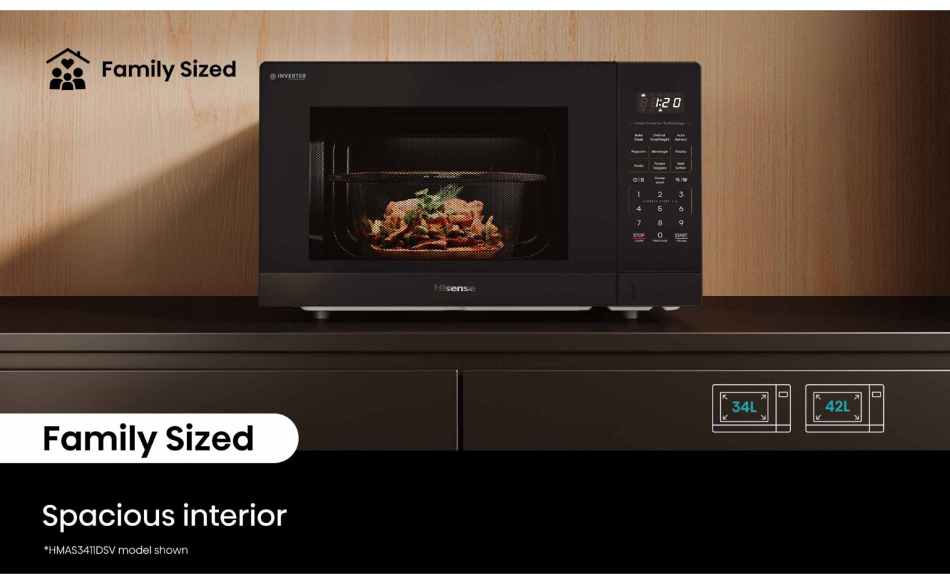 Hisense 42L 1100W Inverter Microwave (Dark Stainless Steel) HMAS4211DSV