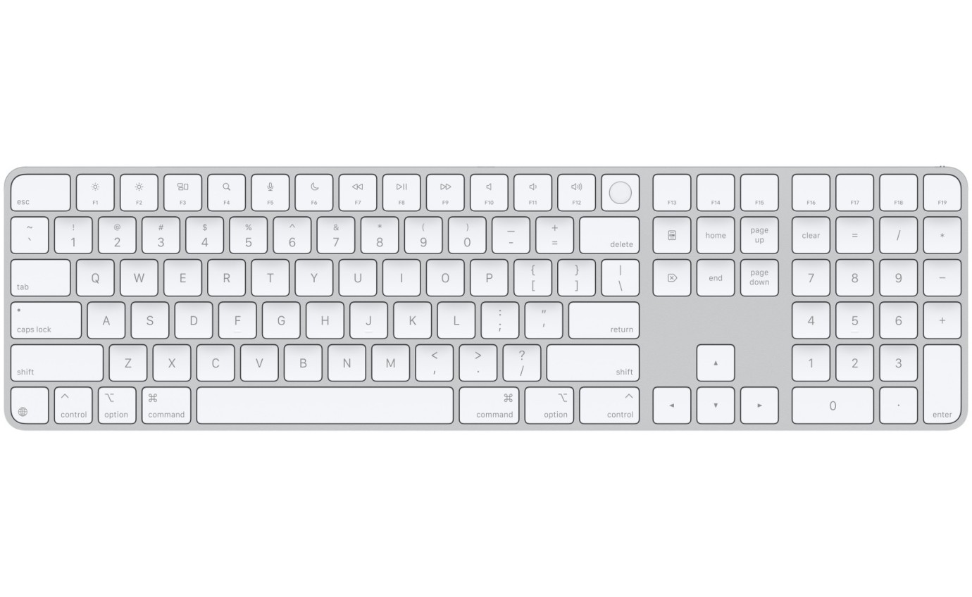 Apple Magic Keyboard with Touch ID and Numeric Keypad for Mac Models with Silicon (White) MXK73ZAA