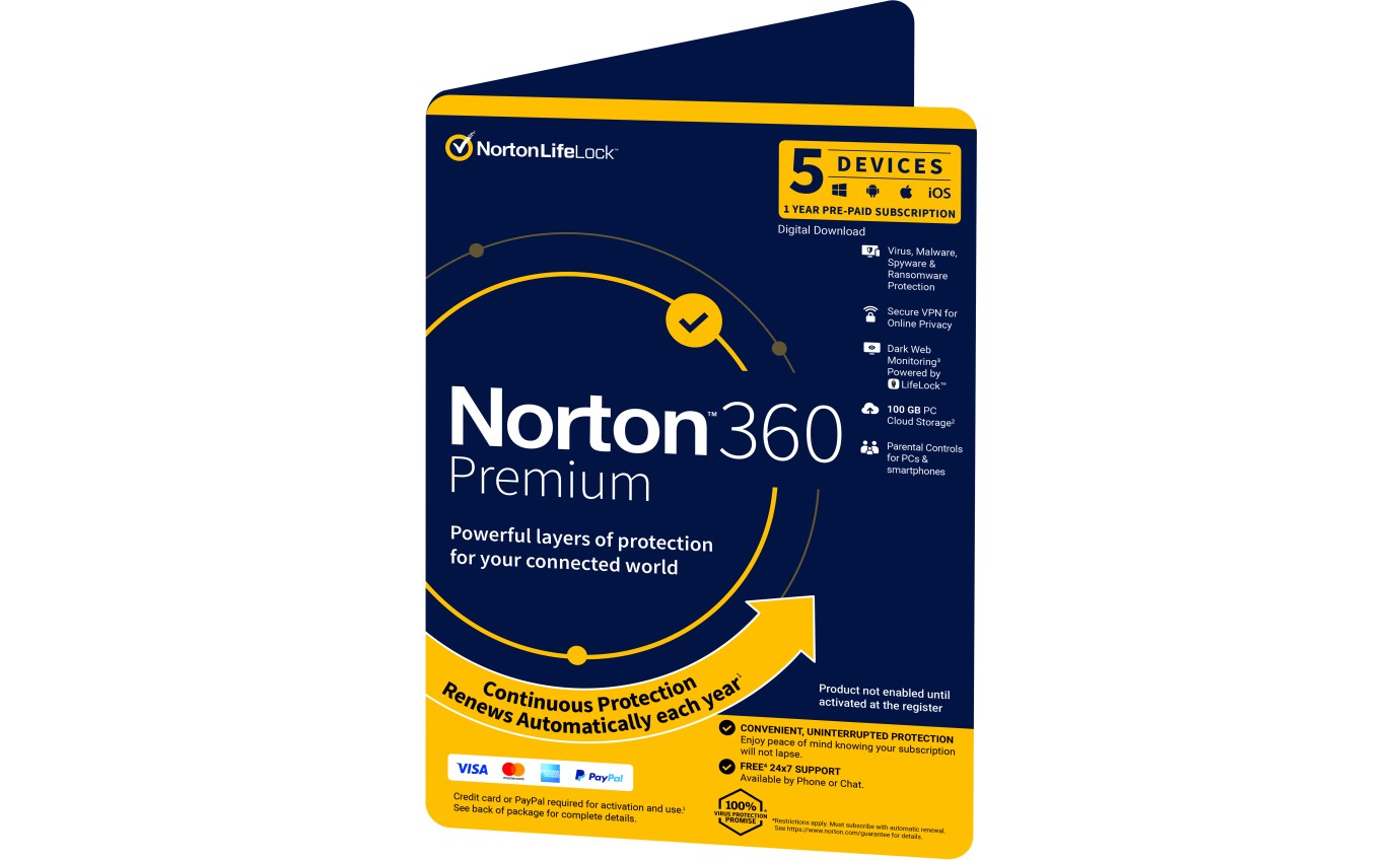 Norton 360 Premium Subscription (1 Year, 5 Devices) AUSYMMM008