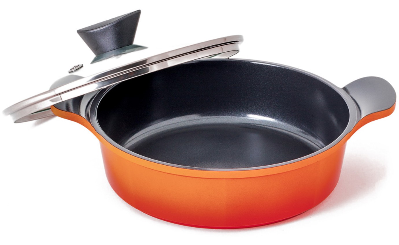 Neoflam 24cm Venn Low Casserole Induction Orange CVL24O