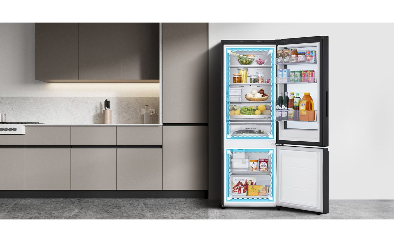 LG 340L Instaview Bottom Mount Fridge (Matte Black) GBV300MBL