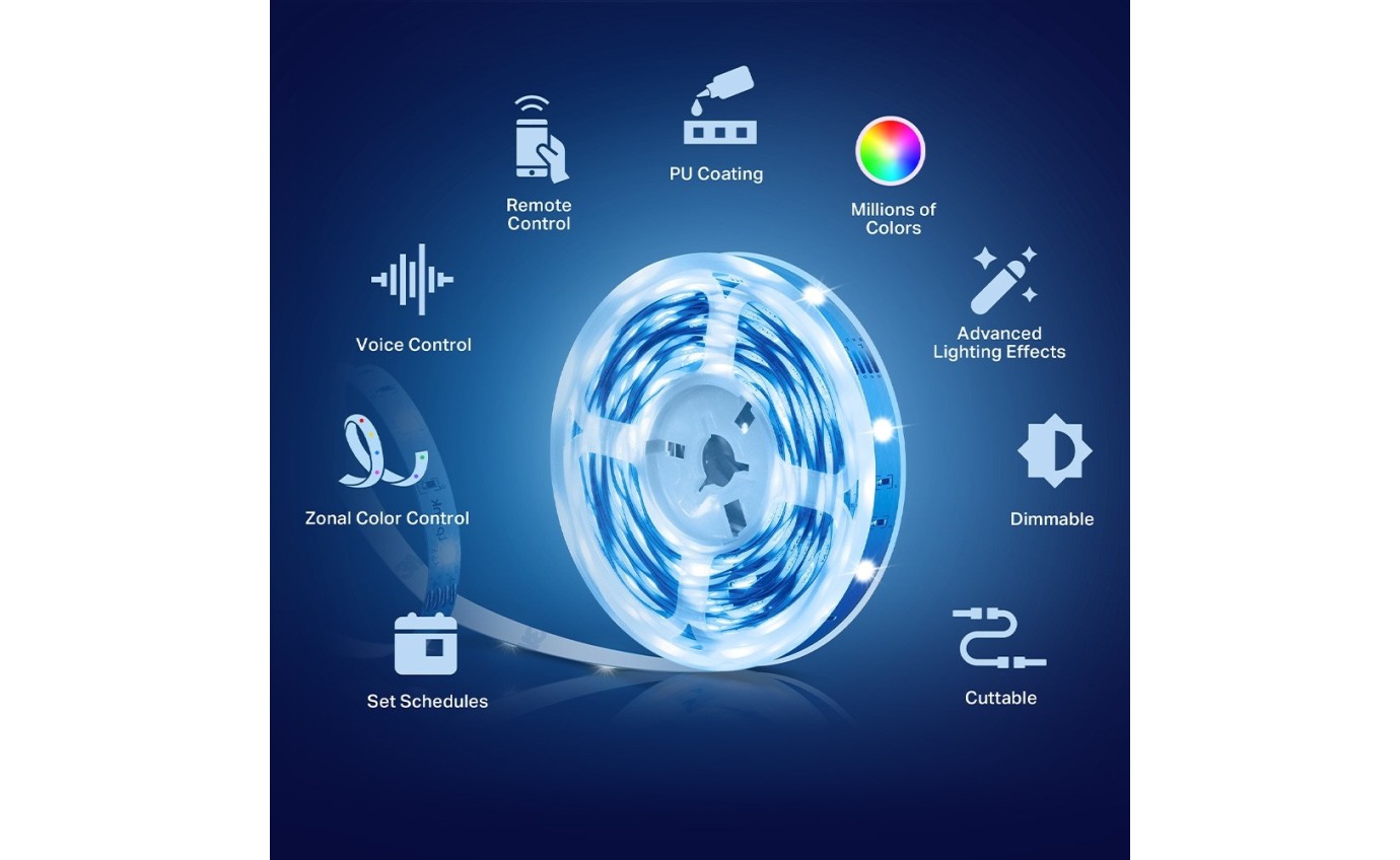 Tapo Smart Wi-Fi Light Strip with Multicolour Zones (5m) TAPOL9205
