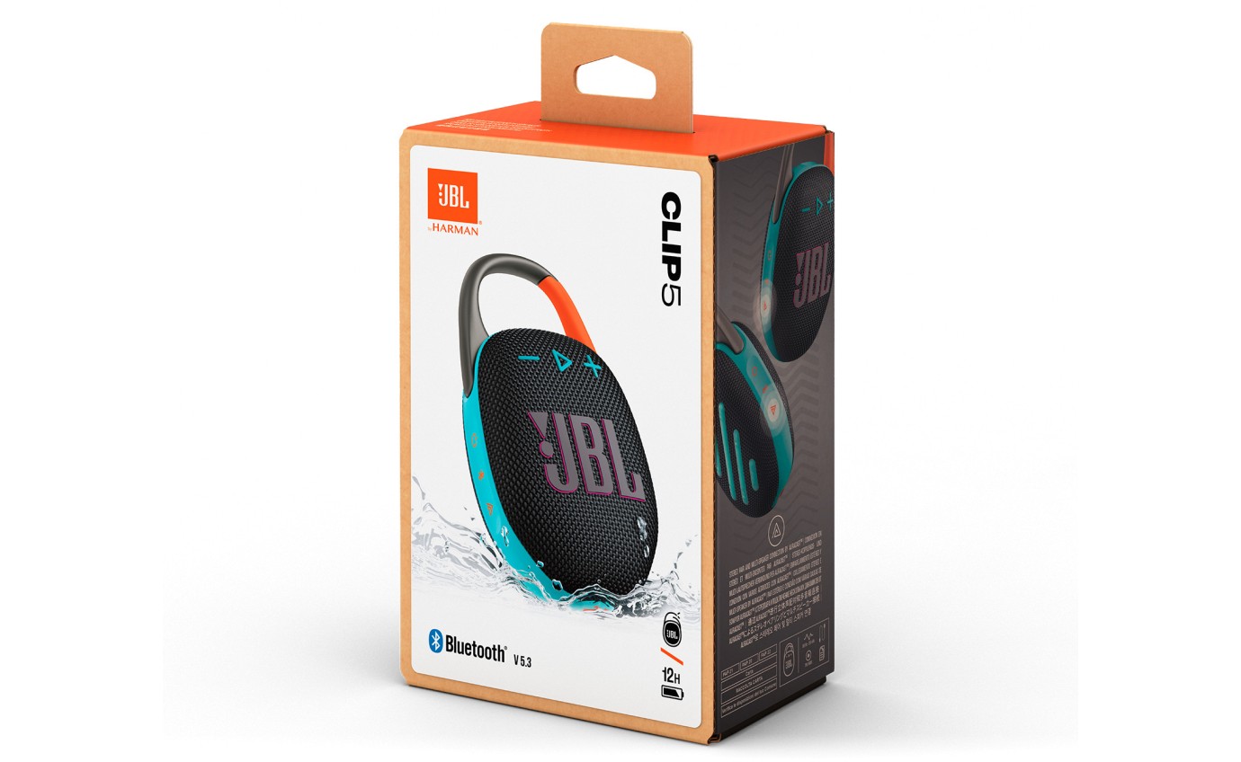 JBL Clip 5 Ultra Portable Waterproof Speaker (Black & Orange) JBLCLIP5BLKO