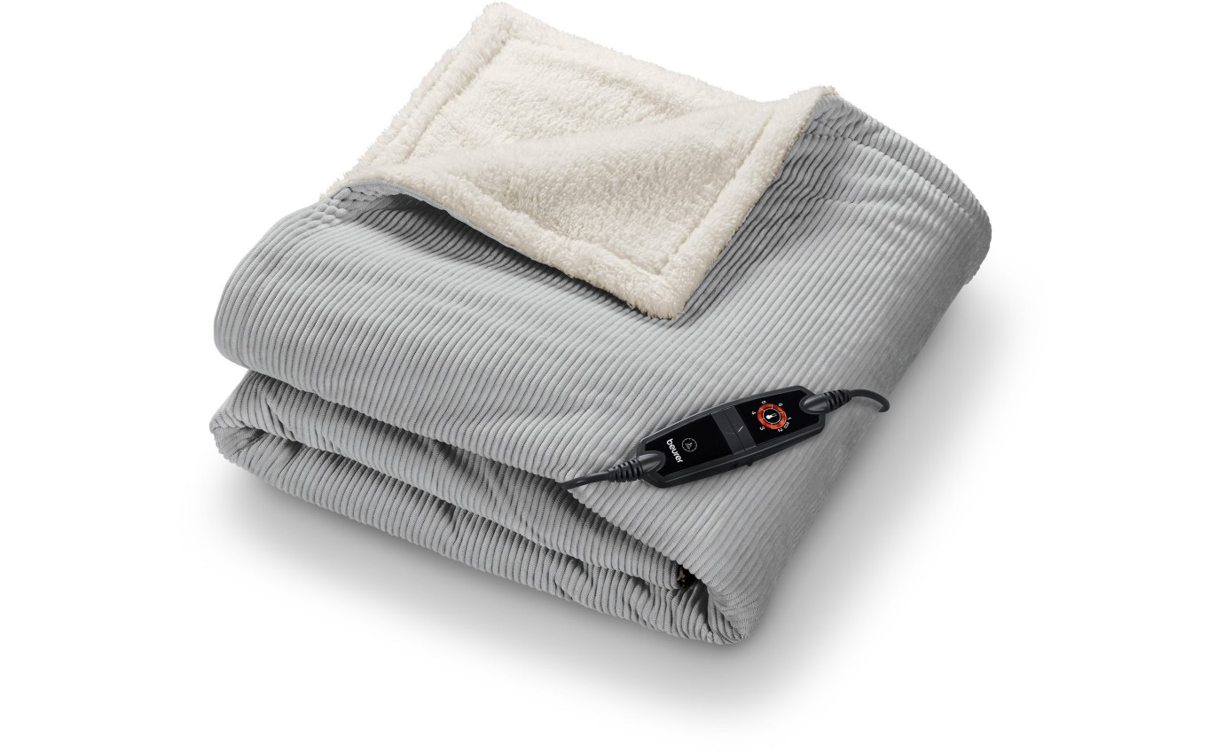 Beurer Corded Velvet Heated Throw (Light Grey) HD81