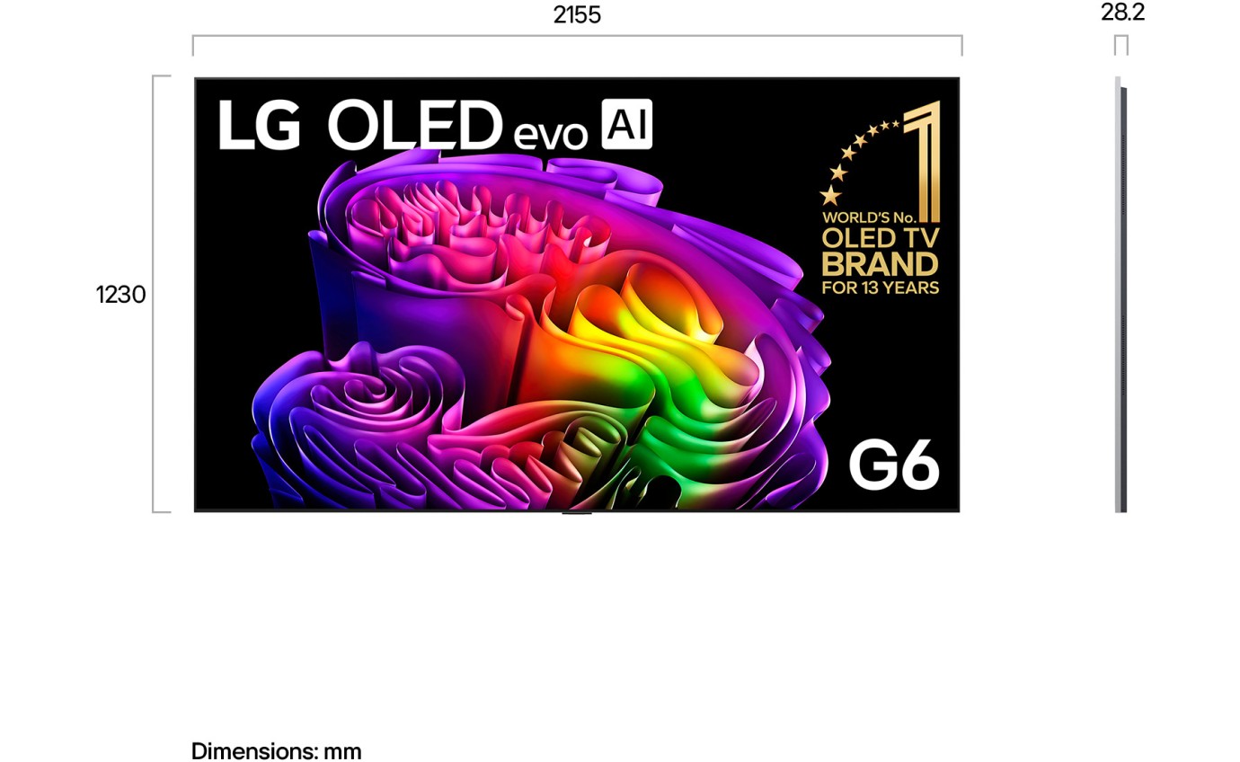 LG 97 inch G6 OLED evo AI 4K Smart TV OLED97G6PSA