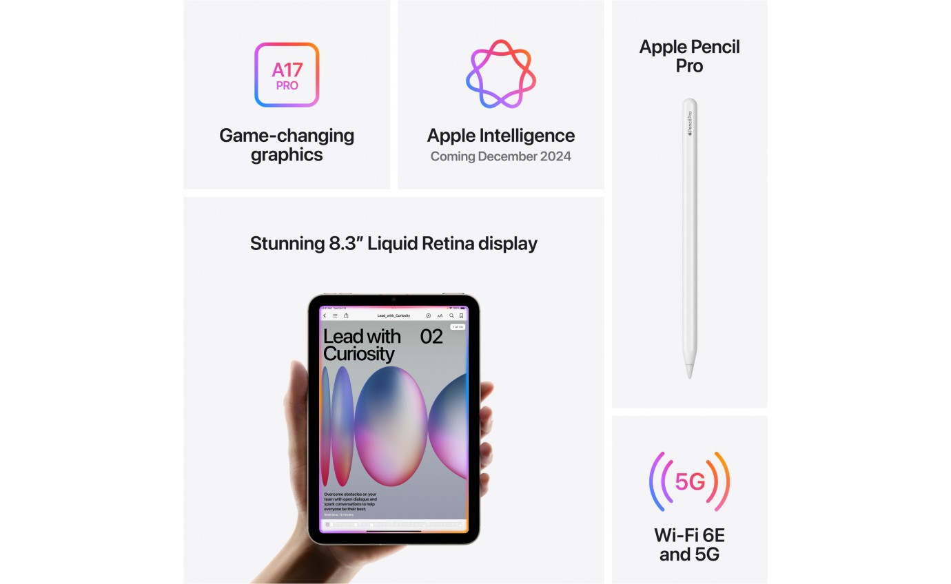 Apple iPad mini Wi-Fi + Cellular 512GB A17 Pro (Space Grey) [7th Gen] MYHC3XA