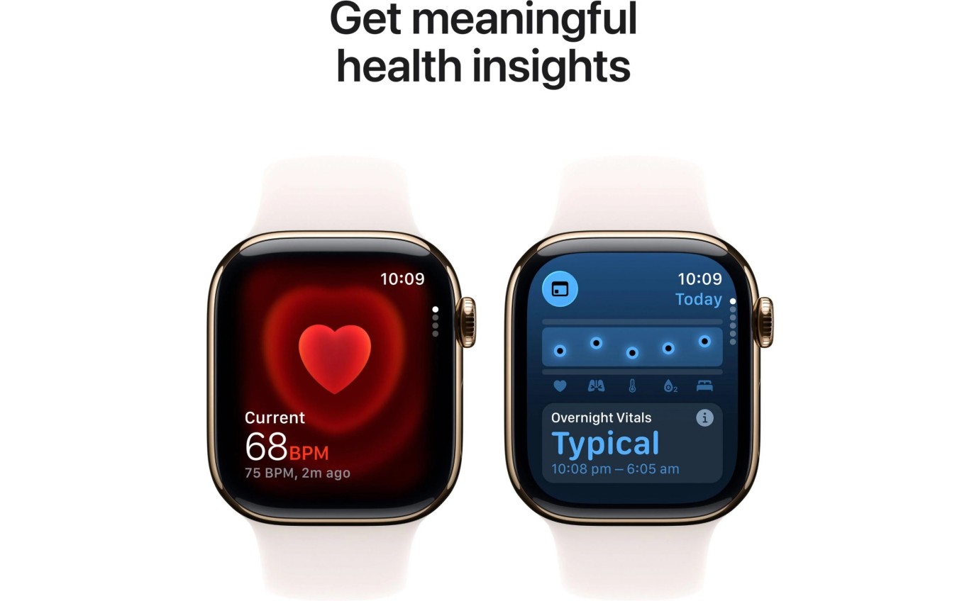 Apple Watch Series 11 GPS + Cellular 46mm Gold Titanium Case with Light Blush Sport Band (M/L) MFD64XA