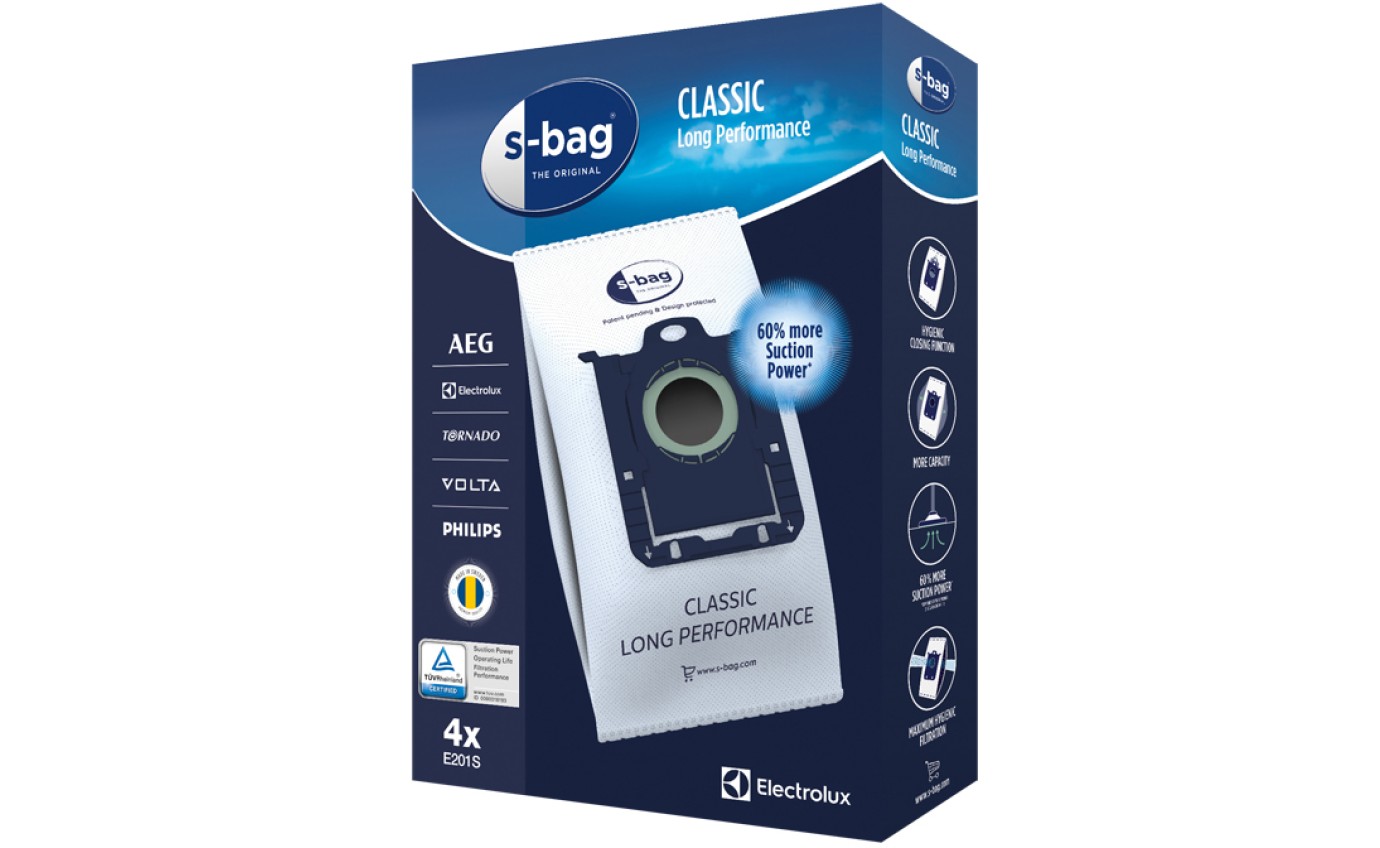 Electrolux s-bag® Classic Long Performance Dust Bags (4 Pack) E201S