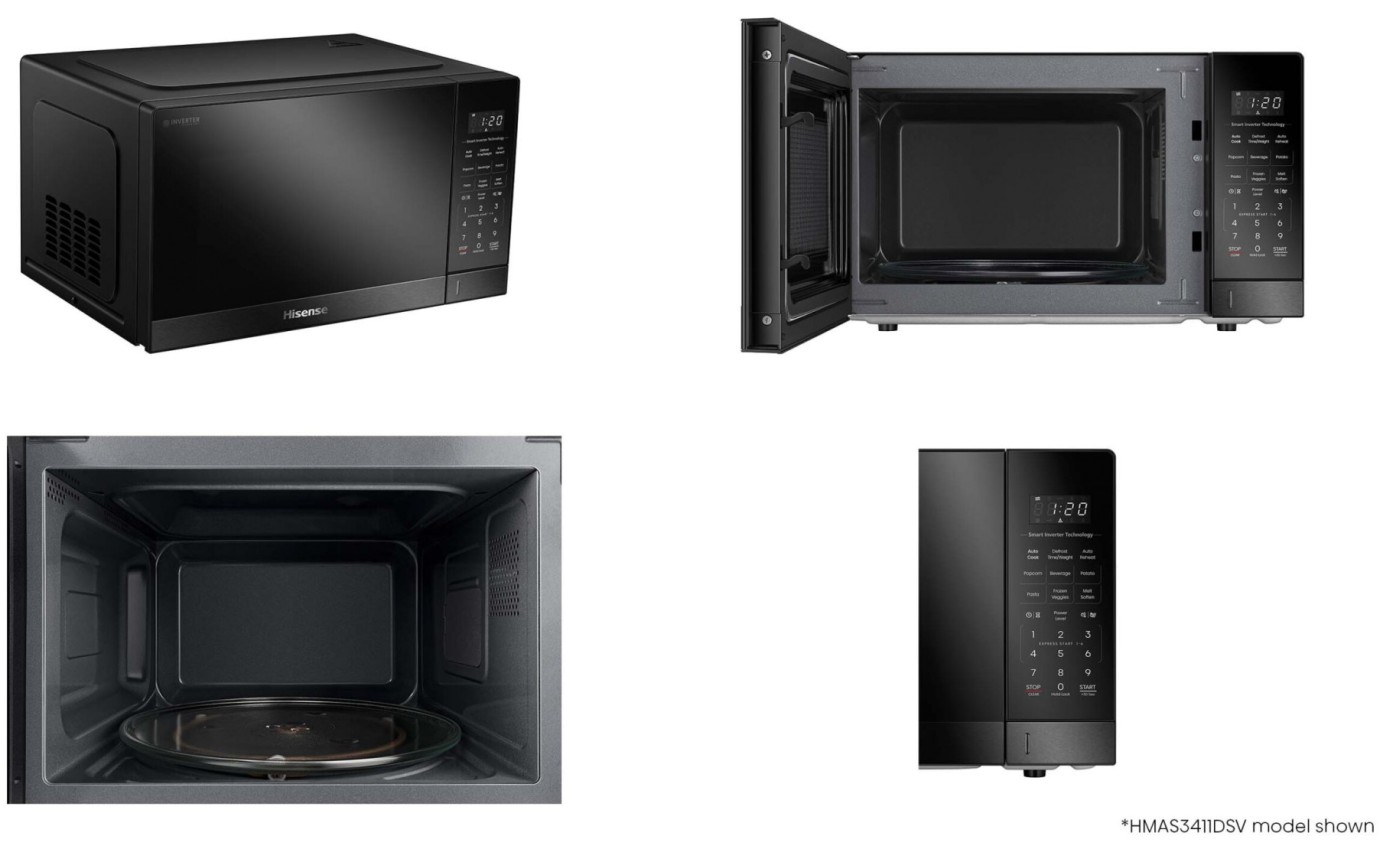 Hisense 34L 1100W Inverter Microwave (Black Mirror) HMAS3411BMV