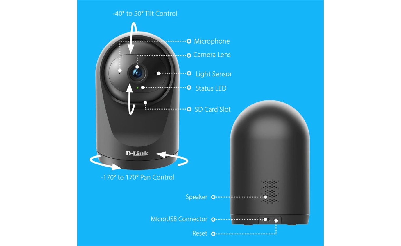 D-Link Compact Full HD Pan & Tilt Wi-Fi Camera DCS6500LHV2