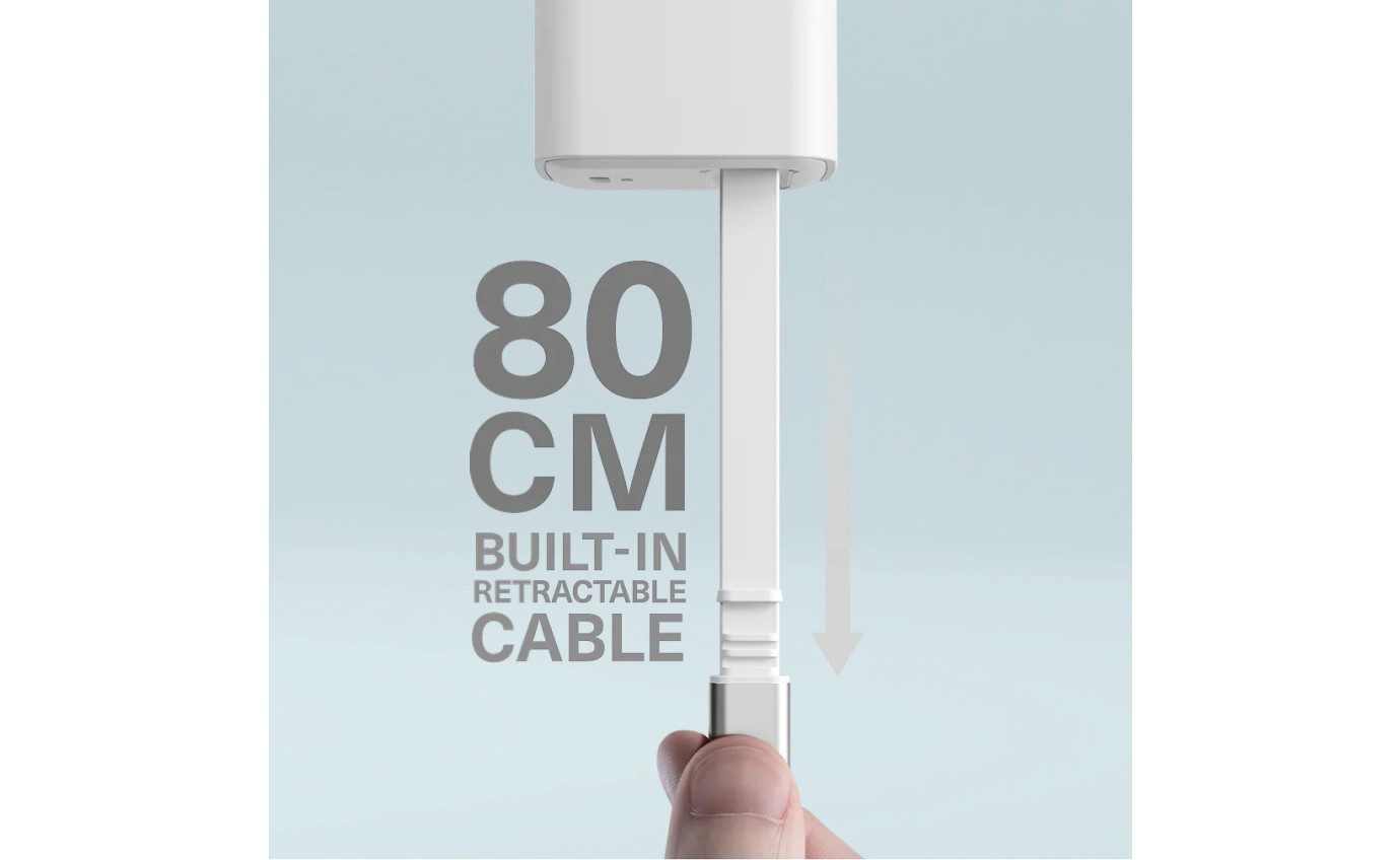 Cygnett PowerPlus 45W USB-C GaN Wall Charger with Retractable Cable 11901359194