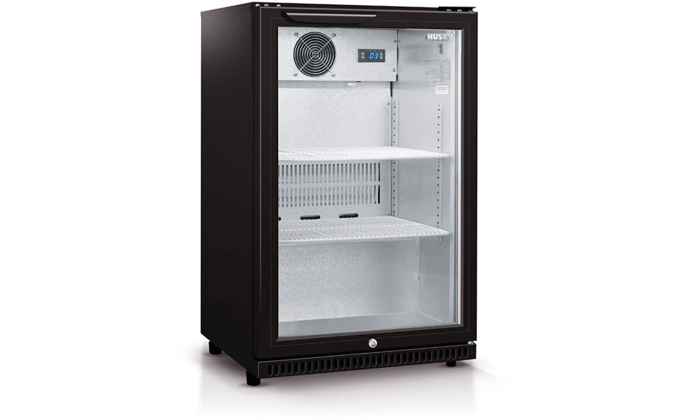 Husky 118L Single Glass Door Bar Fridge (Black) HUSC1840BLK