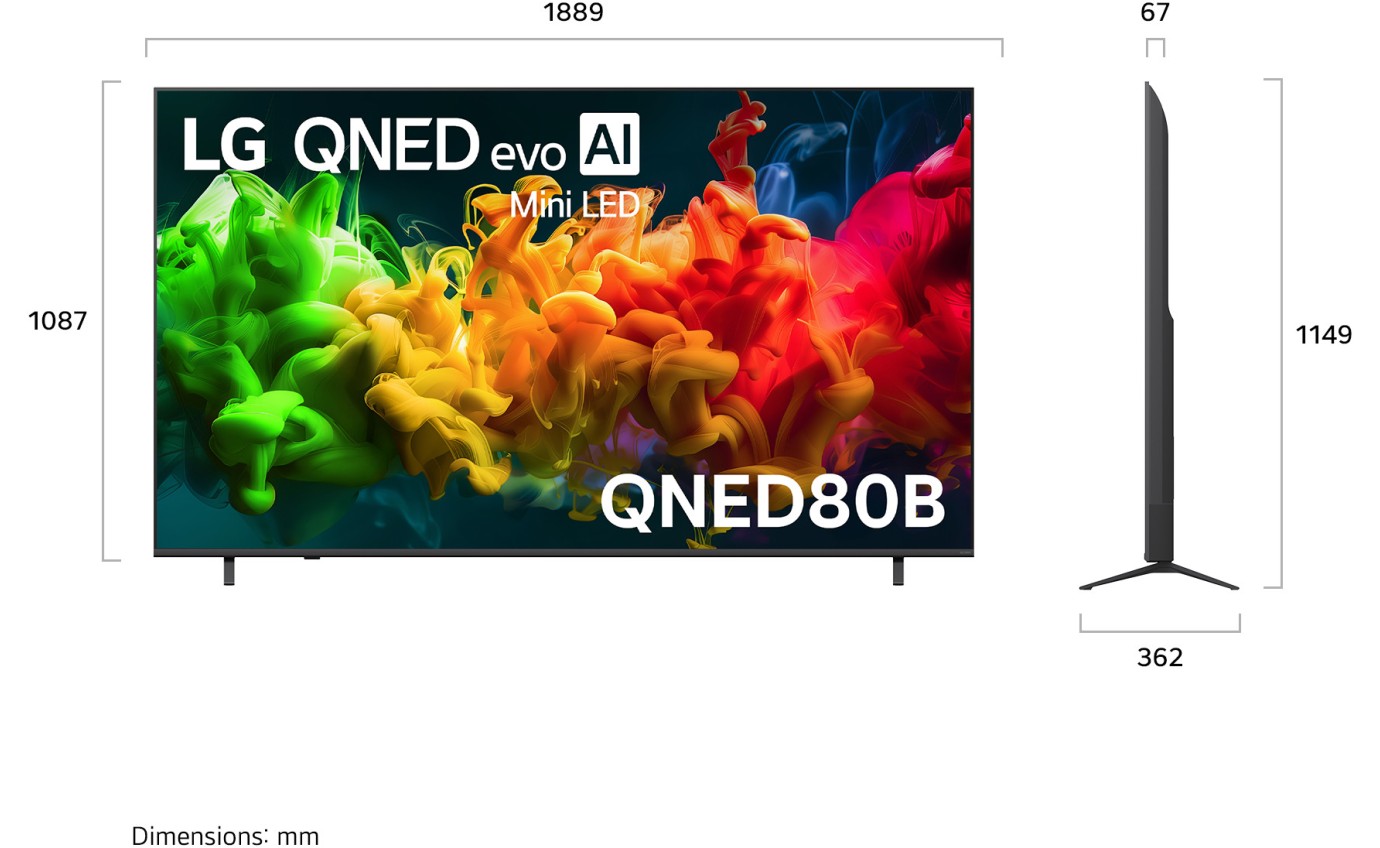 LG 85 inch QNED80B evo AI Mini LED 4K Smart TV 85QNED80BSA