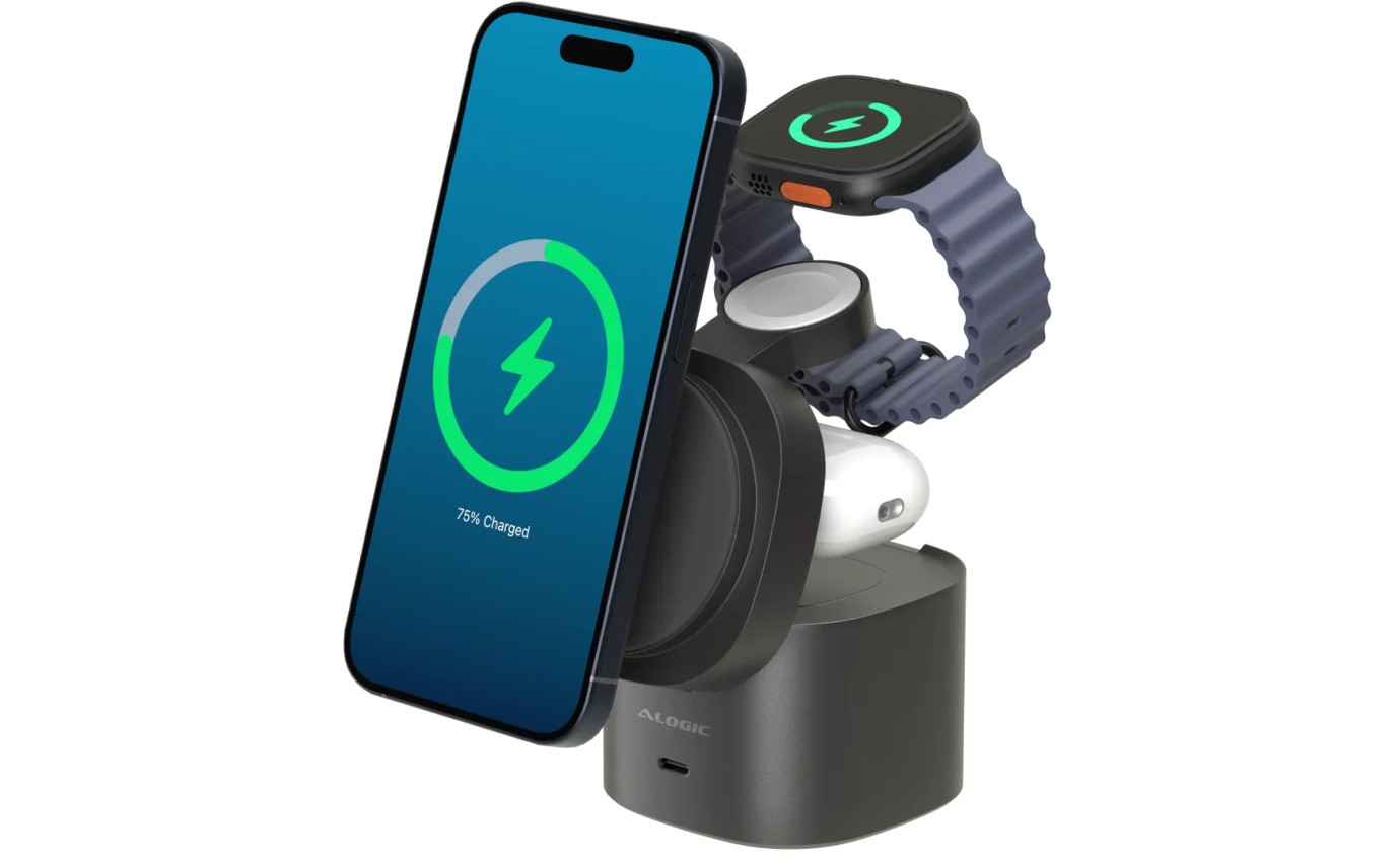 ALOGIC PowerPod 4-in-1 Qi2 Fast Wireless Charging Stand (Black) AL41WCPOBK