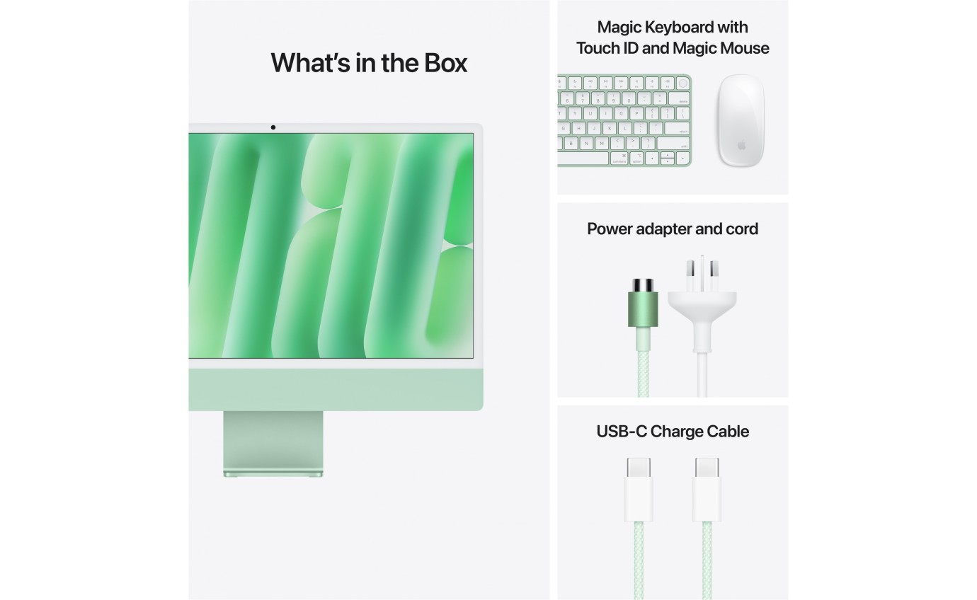 Apple iMac 24 inch Retina 4.5K M4 Chip 10-Core CPU 10-Core GPU 24GB RAM 512GB (Green) MD2Q4XA
