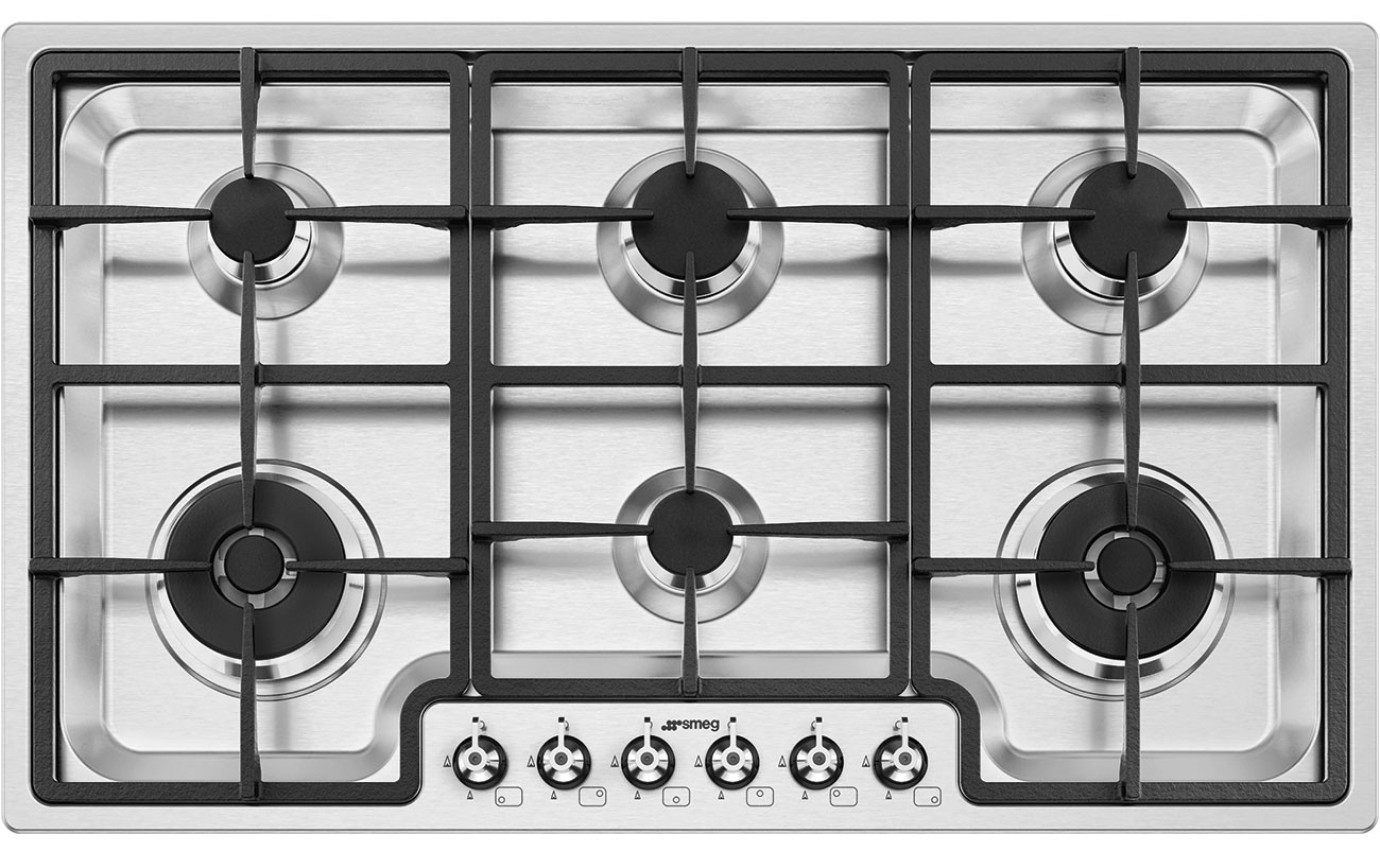 Smeg 90cm Classic Hob 6 Burner (Stainless Steel) PGA962