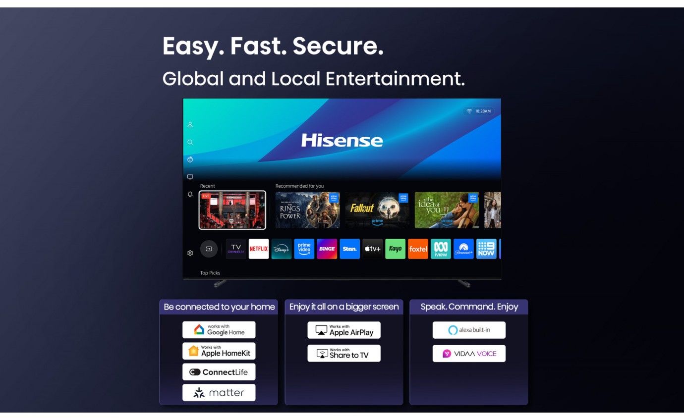 Hisense 100 inch U7QAU ULED Mini LED 4K 165Hz Smart TV 100U7QAU